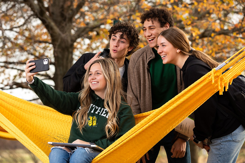 students walking outside on campus 