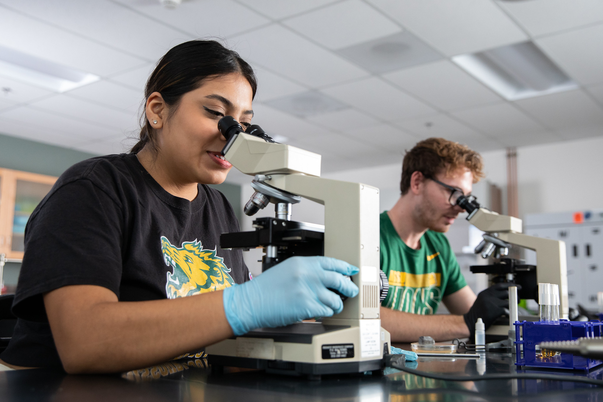 biology students in lab