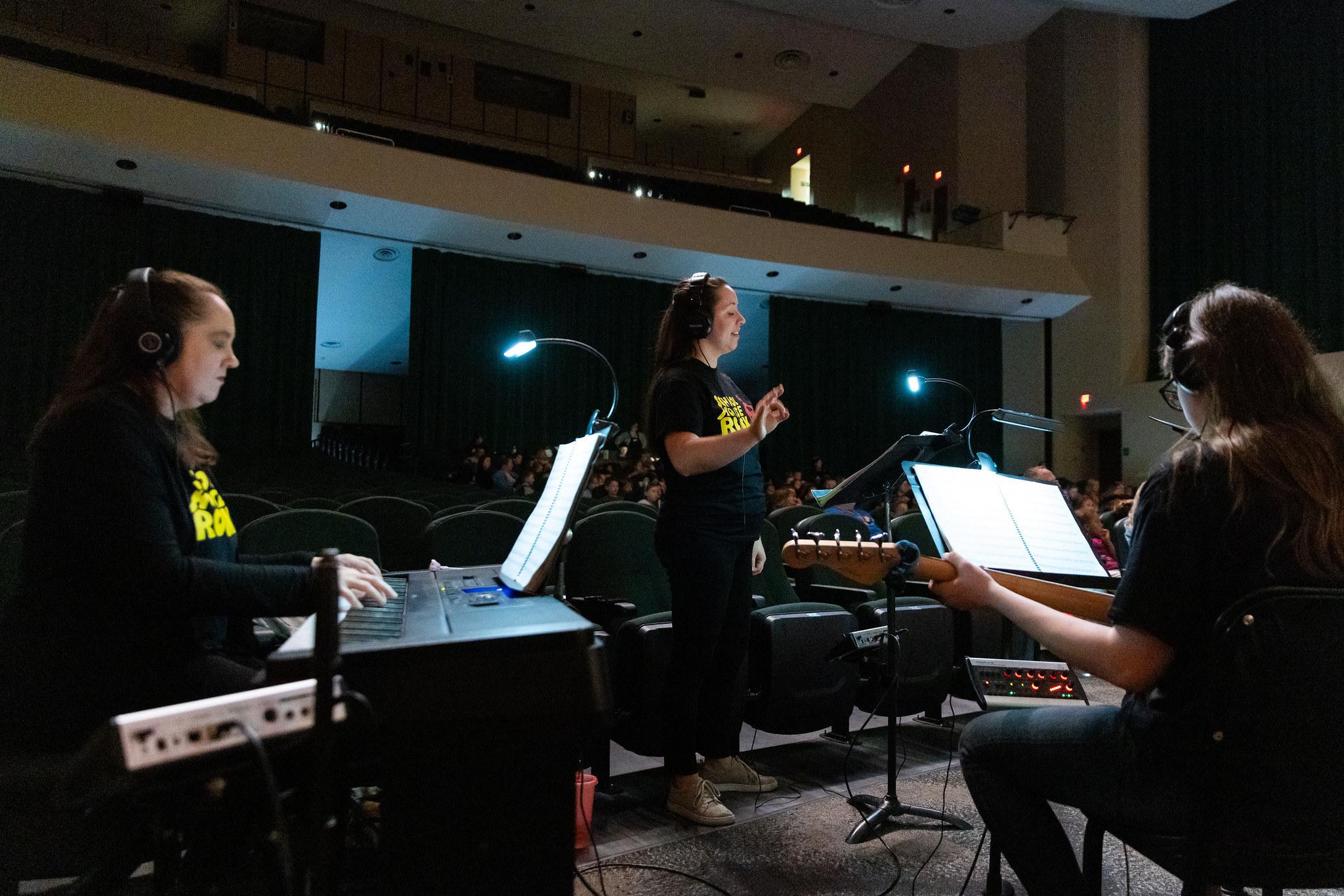 MSSU students orchestrating and playing piano