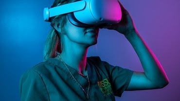 person wearing vr headset 