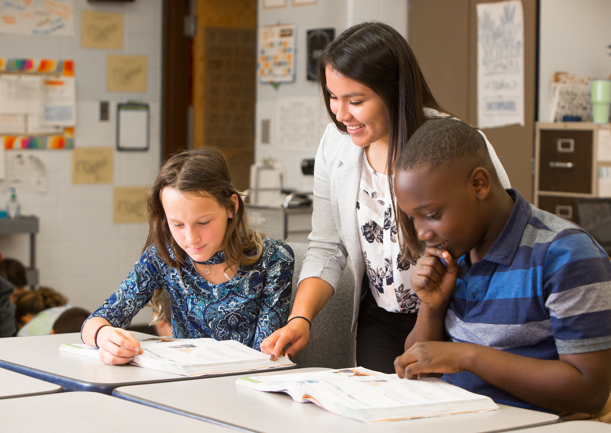 classroom with teacher instructing students