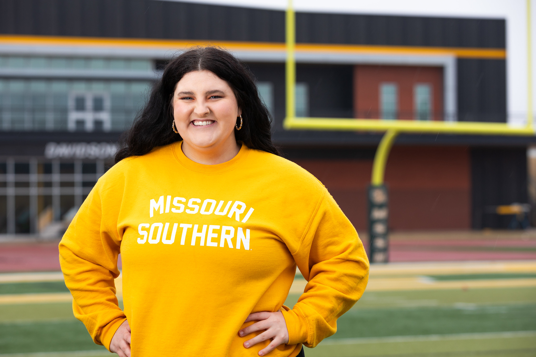 MSSU sports and recreation student at football field