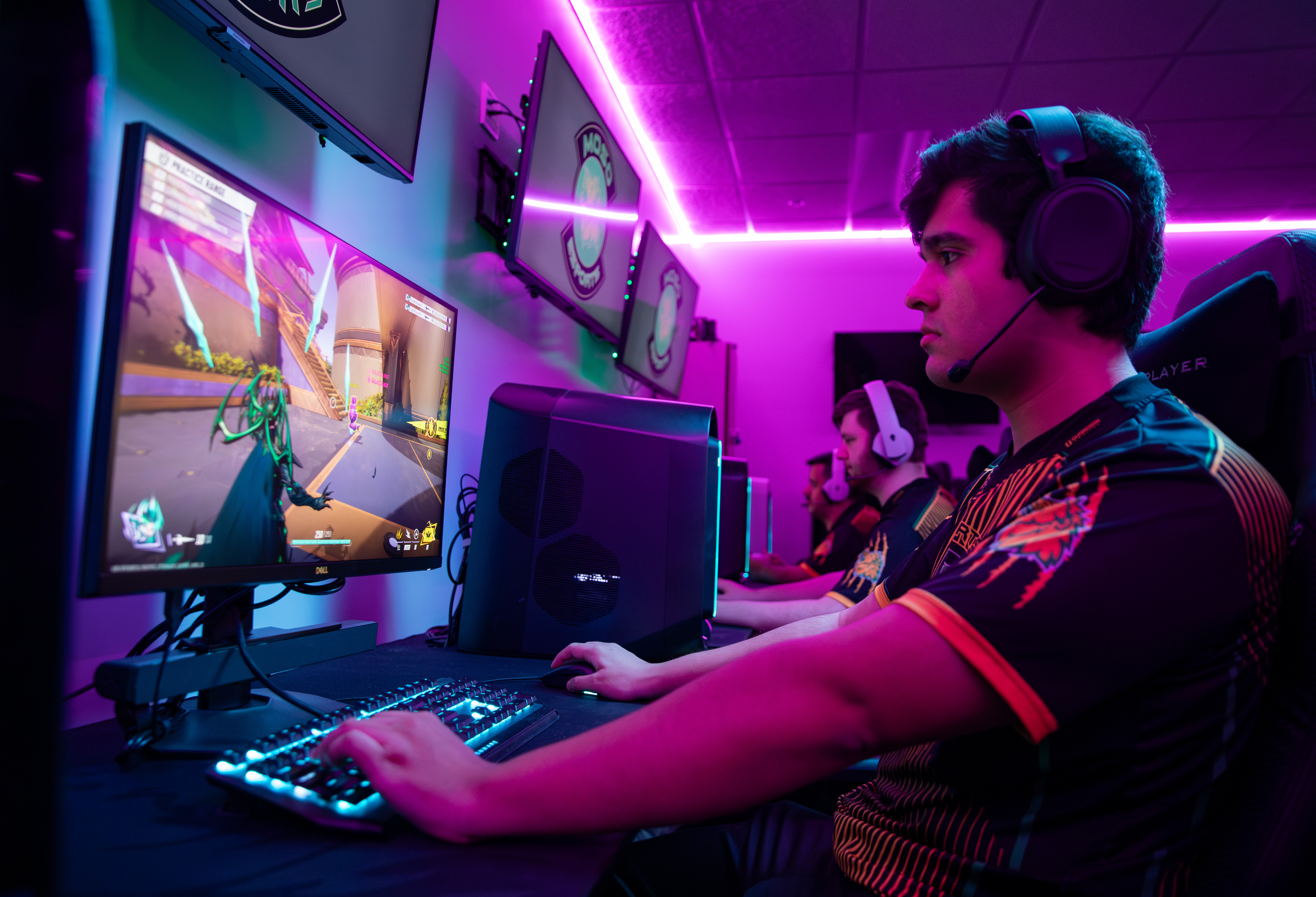 student playing video game